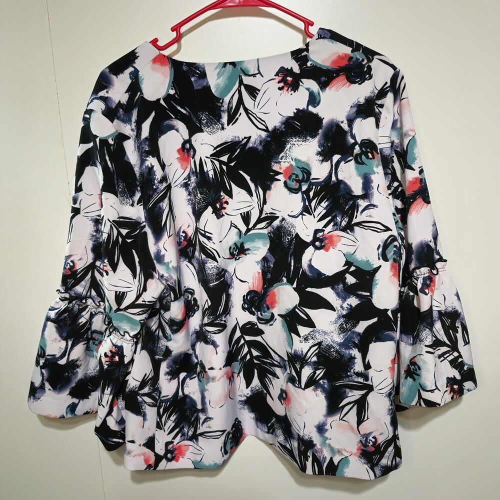 Lane Bryant Open Front Bell Sleeve Blazer Women's Plus Size 18/20 Floral Lined - Picture 7 of 10